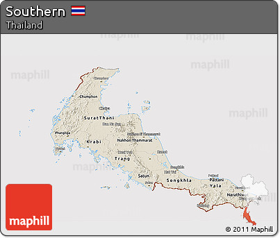 Shaded Relief Panoramic Map of Southern, cropped outside