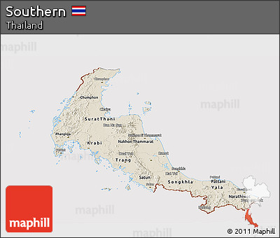 Shaded Relief Panoramic Map of Southern, cropped outside