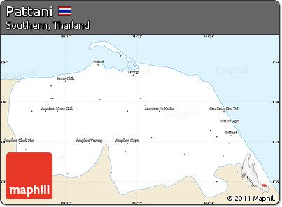 Classic Style Simple Map of Pattani, single color outside