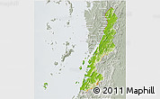 Physical 3D Map of Ranong, lighten, semi-desaturated