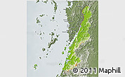 Physical 3D Map of Ranong, semi-desaturated
