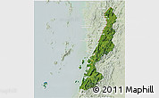 Satellite 3D Map of Ranong, lighten