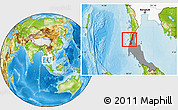 Physical Location Map of Ranong, highlighted country, highlighted parent region