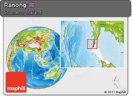 Physical Location Map of Ranong, highlighted parent region