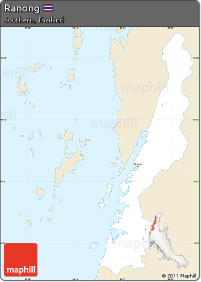 Classic Style Simple Map of Ranong, single color outside