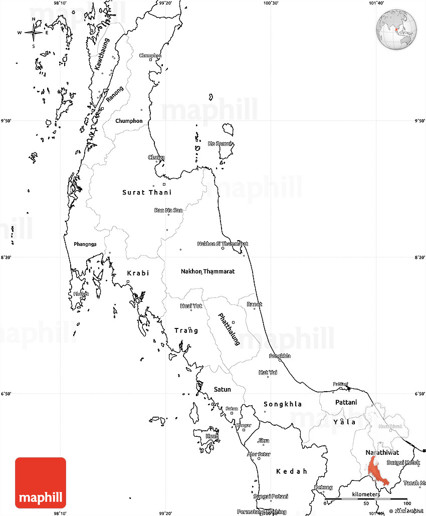 Blank Simple Map of Southern