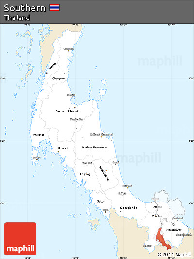 Classic Style Simple Map of Southern, single color outside