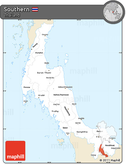 Classic Style Simple Map of Southern, single color outside