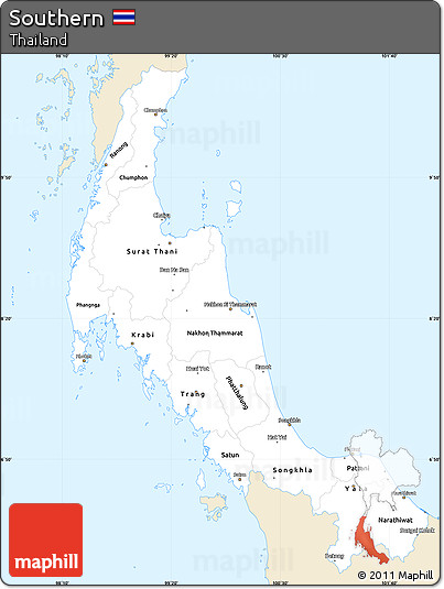 Classic Style Simple Map of Southern, single color outside