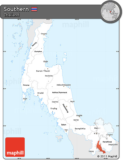 Silver Style Simple Map of Southern, single color outside
