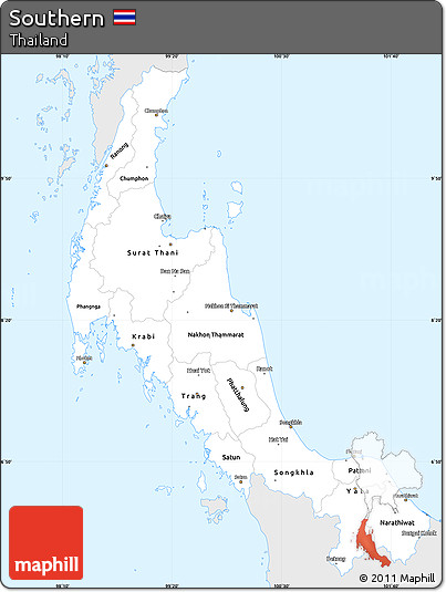 Silver Style Simple Map of Southern, single color outside