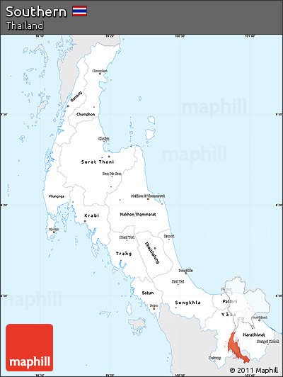 Silver Style Simple Map of Southern, single color outside