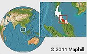 Satellite Location Map of Songkhla, highlighted parent region