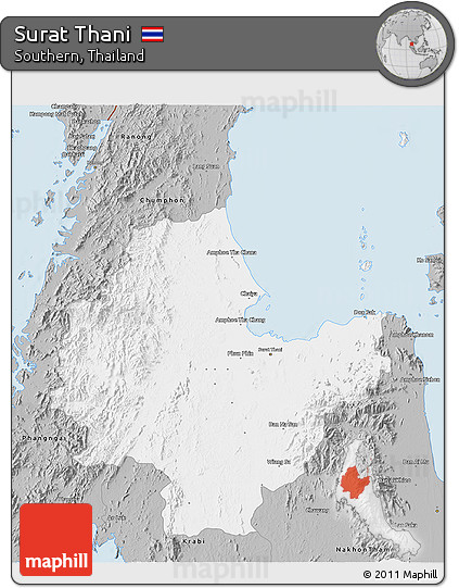 Gray 3D Map of Surat Thani