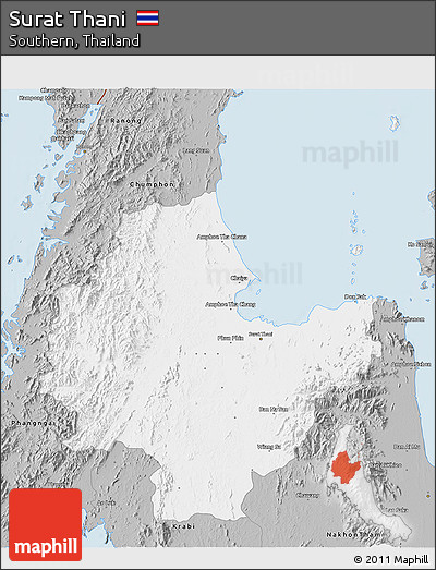 Gray 3D Map of Surat Thani
