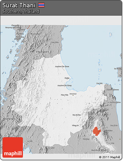 Gray 3D Map of Surat Thani