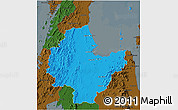 Political 3D Map of Surat Thani, darken