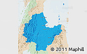 Political 3D Map of Surat Thani, lighten
