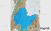 Political 3D Map of Surat Thani, semi-desaturated