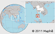 Gray Location Map of Surat Thani, highlighted country, within the entire country