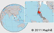 Gray Location Map of Surat Thani, highlighted country, highlighted parent region
