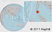 Gray Location Map of Surat Thani, hill shading