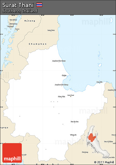 Classic Style Simple Map of Surat Thani