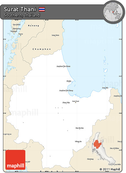 Classic Style Simple Map of Surat Thani