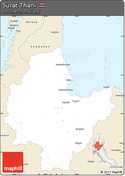 Classic Style Simple Map of Surat Thani