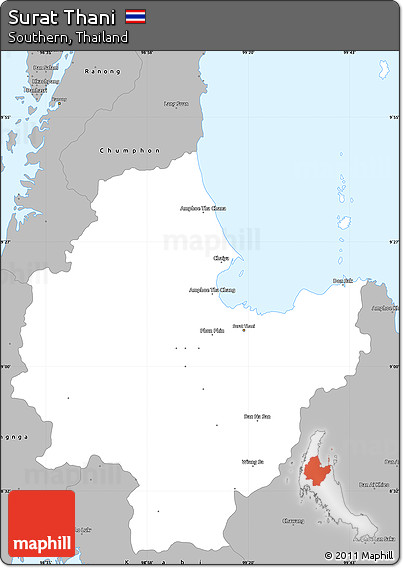 Gray Simple Map of Surat Thani