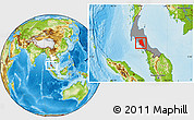 Physical Location Map of Trang, highlighted country, highlighted parent region