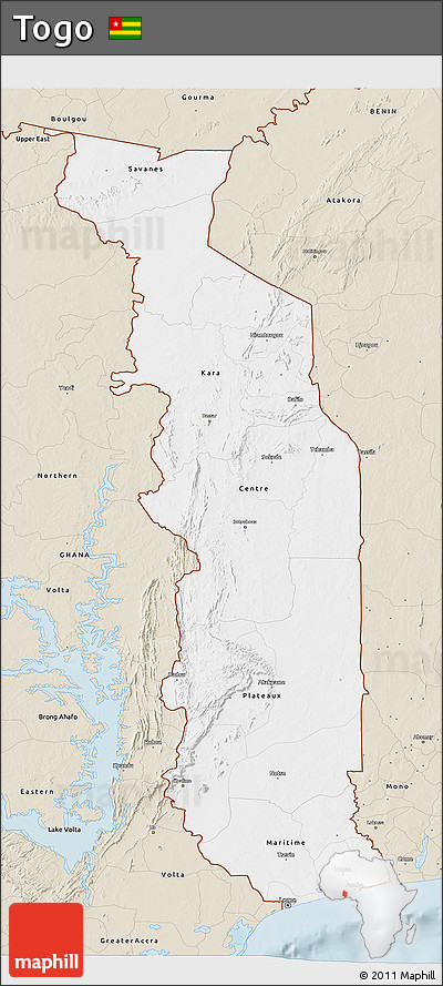 Classic Style 3D Map of Togo