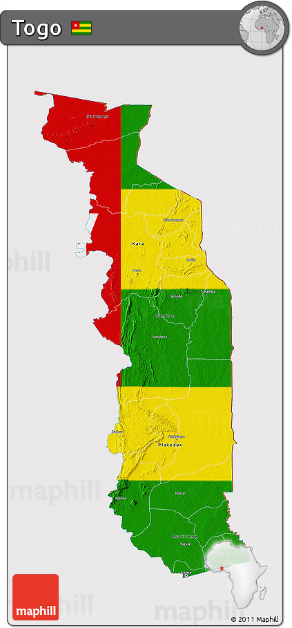 Flag 3D Map of Togo