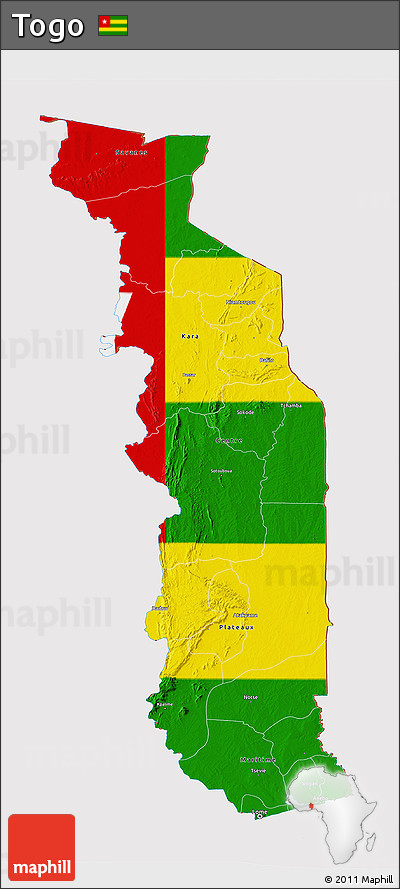 Flag 3D Map of Togo