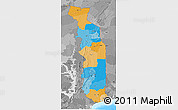 Political 3D Map of Togo, desaturated, land only