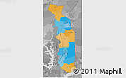 Political 3D Map of Togo, desaturated