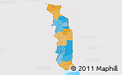 Political 3D Map of Togo, single color outside, bathymetry sea