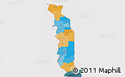 Political 3D Map of Togo, single color outside, satellite sea