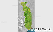 Satellite 3D Map of Togo, lighten, desaturated, land only