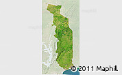Satellite 3D Map of Togo, lighten, land only