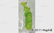 Satellite 3D Map of Togo, lighten, semi-desaturated