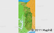 Satellite 3D Map of Togo, political shades outside