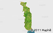 Satellite 3D Map of Togo, single color outside
