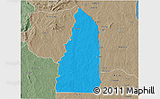 Political 3D Map of Tchamba (Nyala), semi-desaturated