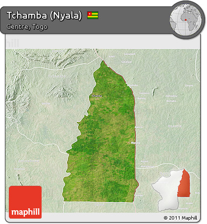 Satellite 3D Map of Tchamba (Nyala), lighten