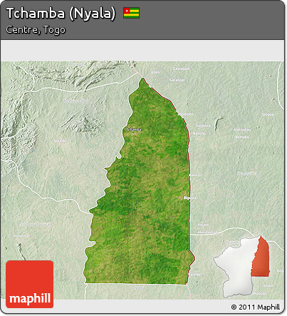 Satellite 3D Map of Tchamba (Nyala), lighten