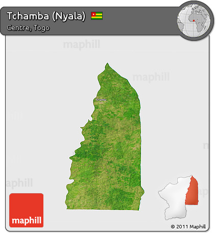 Satellite 3D Map of Tchamba (Nyala), single color outside