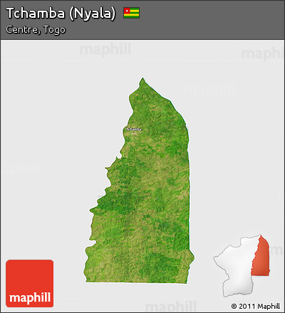 Satellite 3D Map of Tchamba (Nyala), single color outside