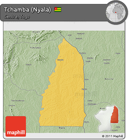 Savanna Style 3D Map of Tchamba (Nyala)