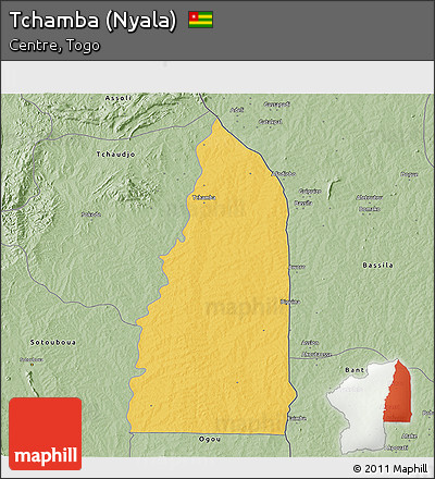 Savanna Style 3D Map of Tchamba (Nyala)